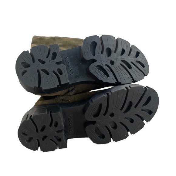 NEW! FARM RIO Knee High Lug Sole Army Green Suede Embroidered Boot - Picture 6 of 6